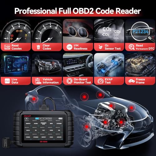 iCarsoft Bidirectional Scan Tool CR Max OBD2 Diagnostic Scanner for Most Vehicles Full System 50 Resets All Active Tests ECU Coding Battery Registration Lifetime Free Updates CAN FD Supported - size: 7'' Large