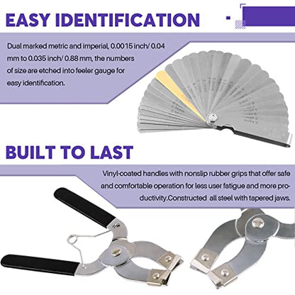 Swpeet 8Pcs 3" 4" 6" Piston Ring Compressor and Adjustable Piston Installation Tool Installer Removal Pliers with Wrench and Stainless Steel Feeler Gauge Assortment Kit for Car Engine