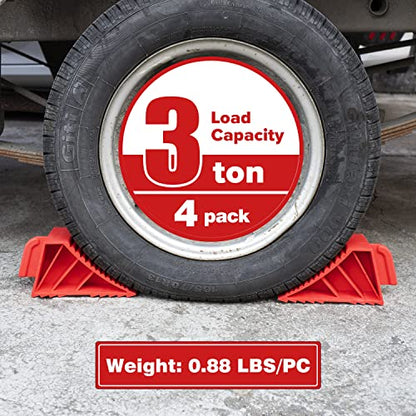 Wheel Chocks ABS Plastic Heavy Duty, Tire Chocks for Travel Trailers, RV, Camper, and Trucks 4-Pack, Red - color: red 4-pack