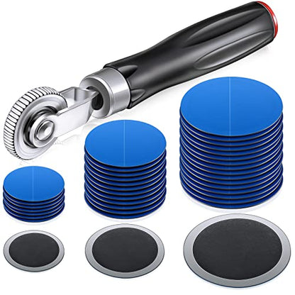 Zhengmy 60 Pieces Tire Patches Kit, Tube Repair Kit, 32 mm, 42mm, 58 mm Tire Repair Unit with Patch Roller Tube Patch Auto Repairs Stitcher Tool for Car Truck Motorcycle - size: 32 mm, 42mm, 58 mm
