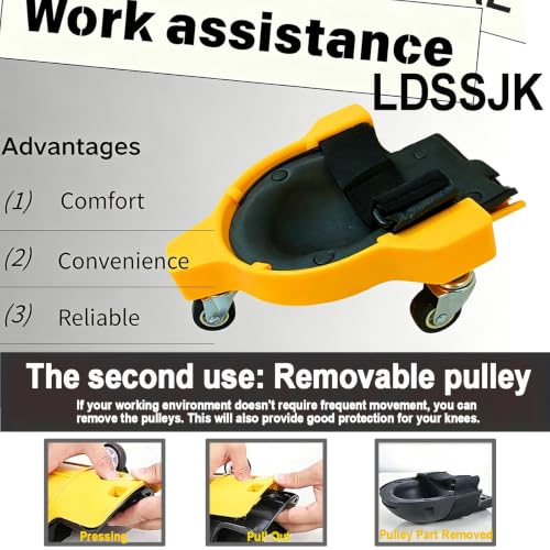 Industrial knee pads with wheels,Rolling knee pads with three wheels that allow 360° free sliding, equipped with a soft and thick foam pad, are suitable for various ground work scenarios such as tile installation, wooden floor installation, and vehicle ma