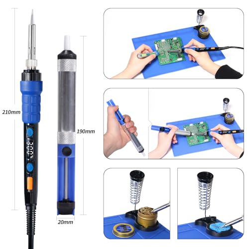 YIHUA 928D Soldering Iron Kit, 65W Soldering Iron, Fully Digital, Display °F/°C, Temperature Control, Accuracy 194~896℉- Soldering Kit with Sleep Function, Temp. Correction Function, Holder &more. - style: Digital Iron Kit