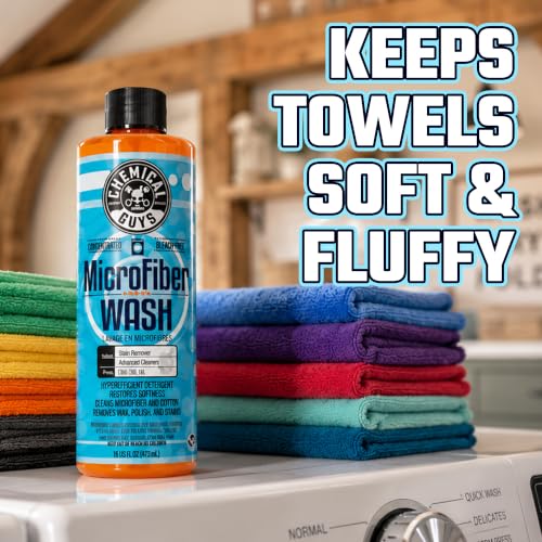 Chemical Guys, Microfiber Wash & Towel Detergent, Concentrated, 1 Gallon | Concentrated detergent deep-cleans microfiber towels, mitts and pads, lifting wax, grease and grime, orange scent - size: 128 Fl Oz (Pack of 1)