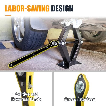 Car Jack Ratchet Wrench, 360° Swivel Labor-Saving Scissor Jack Lift Speed Handle Tool for Tire Wheel, Positive& Reversal Knob Design Jack Lug Wrench for Travel, Truck, SUV, Motorcycle (Black)