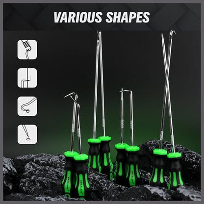 8-Piece Mini Hook and Pick Set, 4PCS 8.6'' & 4PCS 5.7'' Precision Automotive Picks Tools Set for Car Auto Oil Seal, Mechanic Picking Kit, Puller Remover Tools - color: 8-piece Short & Sliver Hook
