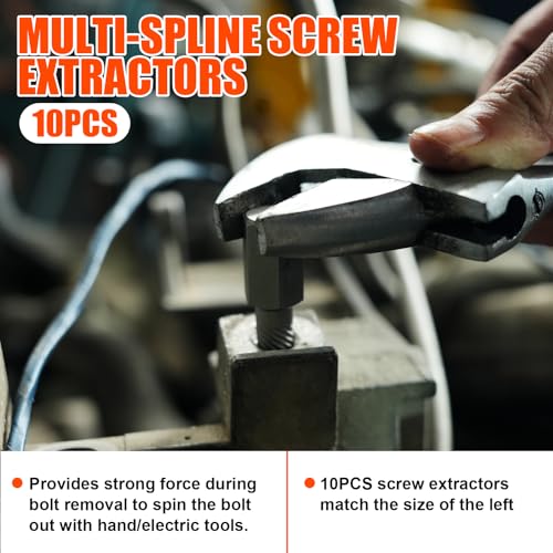 42Pcs Bolt Extractor Kit,Left Hand Drill Bit,Easy Out Screw Bolt Extractor | Heavy Duty,Durable&Resistant Damage,Solve Broken Screw Nuts,Multiple Size Options,for Men's Gift,Home Mechanical DIY - size: 42pc