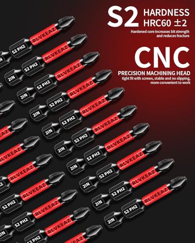 20-PCS Phillips Bits #2 Impact, Magnetic 2'' Phillips Head Drill & Screwdriver Bits Set, Premium S2 Steel, with 1/4" Hex-Shank for Power Drill, Professional & DIY Use - style: 20pcs phillips bits #2