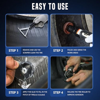 Tire Repair Patch Tools,42 mm 55 mm Tire Tungsten Steel Buffing Wheels Tire Patch Roller Scraping Cutter Kit for Car Tire Grinding Polishing - color: 6PCS