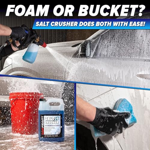 Carfidant Salt Crusher - Car Wash Soap for Salt and Grime Removal - Thick Snow Foam Formula - Prevents Corrosion, Gently Cleanse and Eliminate Dirt - Shampoo Works with Foaming Cannon & Bucket - 128oz