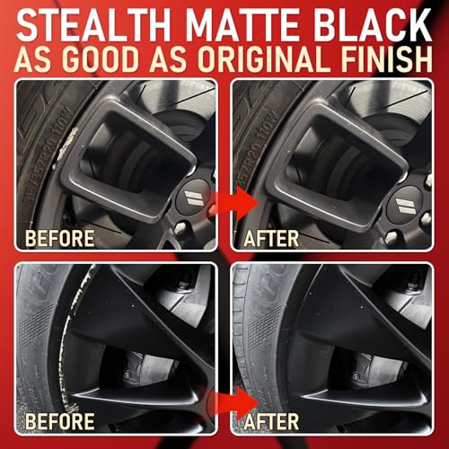 Wheel Scratch Repair Kit, Wheel Repair Kit Curb Rash, DIY Alloy Wheel Repair Kit, Car Wheel Rim Scratch Repair Kit, Rim Paint Pen for Wheel Repair, Universal Color Black Wheel Paint (Matte Black) - color: No.02 Matte Black