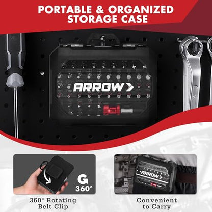 ARROW 59-Piece 1/4" Screwdriver Bit Set, S2 Steel Color-Coded Bits with Magnetic Bit Holder & Storage Case, Compatible with Power Drill, Screwdriver, and Mini Ratchet Wrench - style: 59 PCS Screwdriver Bit Set
