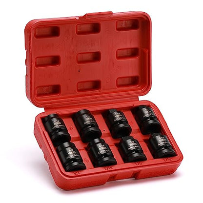 1/2" Drive Pipe Plug Socket Set, 8-Piece, SAE, CR-MO, 7/16" - 5/8", Tapered Male Square Drive, Chamfered Female Square Drive - size: 1/2" Drive
