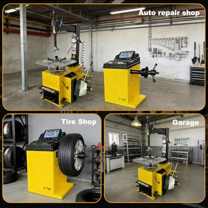 Tire Changer and Wheel Balancer Combo with 12"-24" Rim Capacity, 110V Dual Machine Set for Garage Workshop and Tire Repair Services