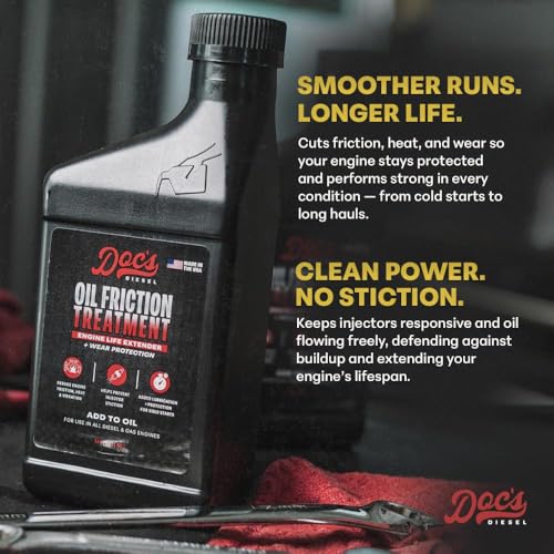 Doc's Diesel Oil Friction Treatment + Interval Diesel Treatment Kit – Engine Oil Additive & Injector Cleaner – Reduces Wear, Cleans Injectors, Improves MPG (16 oz + 12 oz) - size: Oil Friction Treatment + IDT