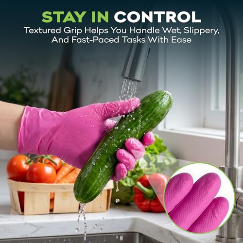 FifthPulse Fuchsia Hot Pink Nitrile Disposable Gloves -3 Mil Medical Exam Nitrile Gloves -Powder and Latex Free - size: Large