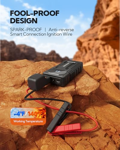 2026 New Portable Car Battery Jump Starter,12000mAh Battery Jump Box,44.4Wh Vehicle Jump Booster with Smart Jumper Cables,LED Light Emergency Car Kits for Vehicles,Arrancador Ae Batería - style: JS6 12000mAh