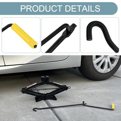 Car Scissor Jack Handle, Auto Tire Wheel Jack Lug Wrench, High Carbon Steel Hand Cranked Lift Jack Handle, Universal Trailer Jack Repair Replacement Accessories for Cars, Trucks, SUVs