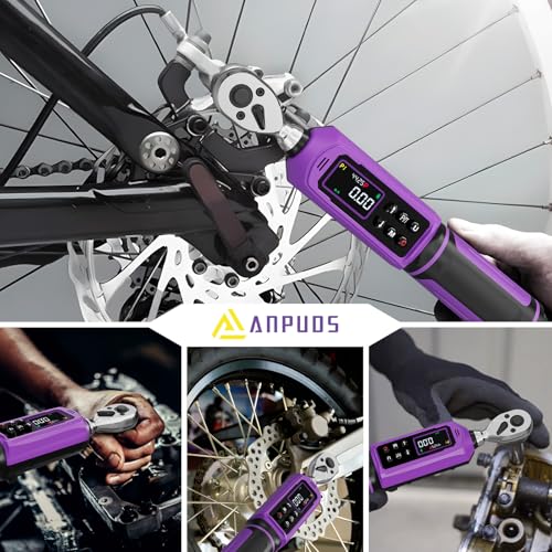 ANPUDS Digital Torque Wrench, ±1% Accuracy, 0.66-44.25 Ft-lb | 3/8 Drive Dual Direction Ratchet Electric Torque Wrench, Vibration/Buzzer/LED Flash Alert, for Bike Motorcycle & Automotive