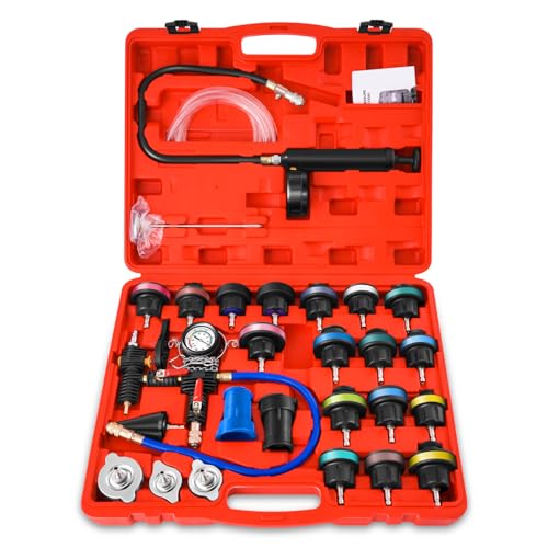 Auto Dynasty 28pcs Radiator Pressure Tester & Vacuum Type Cooling System Kit for Leak Testing Car Van SUV Truck - size: 28pcs (Combine)