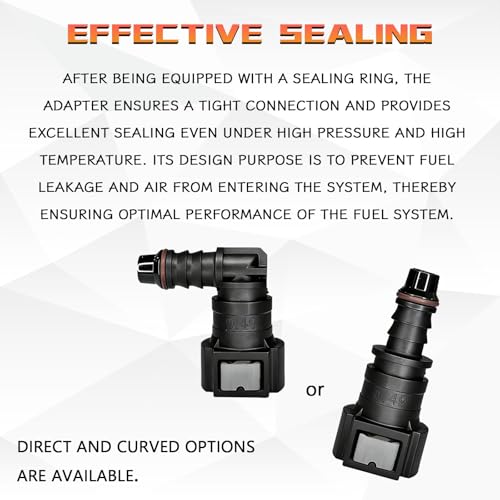 2PCS 90 Degree Fuel Line Quick Connector, 3/8 SAE to 5/16 Nylon Tubing Fuel Line Connector, High Pressure Quick Release Push-On Plugs Fuel Line Repair Kit Compatible with Most Vehicles（Straight） - size: Straight