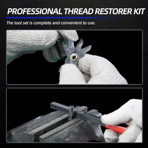 61Pcs Thread Restorer Tool, Heat-Treated Carbon Steel for Automotive and Mechanical Repair | Metric and SAE Dual-Standard Taps and Dies, UNC/UNF/M6-M14 Thread Chasers - size: 61 Pcs