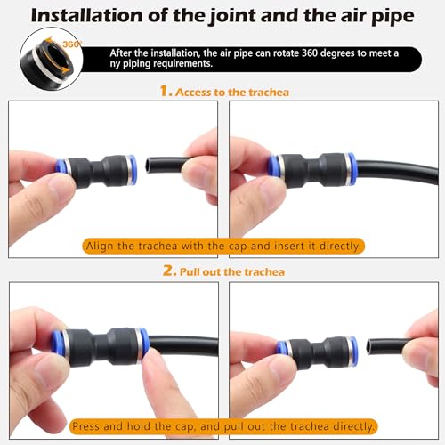167 Pcs Push to Connect Air Hose Fitting Kit, 1/8“ 1/4" 5/16" 3/8" 1/2" NPT Pneumatic Fittings, Straight Elbow Tee Union Reducer with Storage Case & Tool - size: 167PCS Blue
