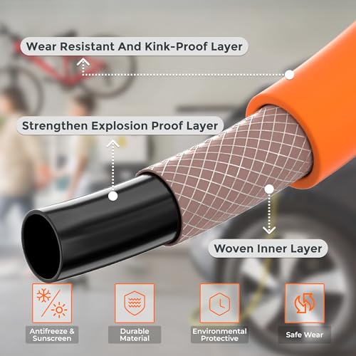 Giraffe Tools Hybrid Air Hose, 3/8 inch x 50 ft, 1/4 in. MNPT Fittings, 300 PSI Heavy Duty, Lightweight Air Compressor Hose - size: 3/8 inch x 50 feet
