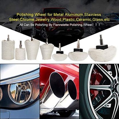 Buffing Wheel for Drill,8 pcs Buffing Pad Polishing Wheel Kits,Wheel Shaped Polishing Tool for Metal Aluminum,Stainless Steel,Chrome,Jewelry,Wood,Car,Ceramic,Glass,etc