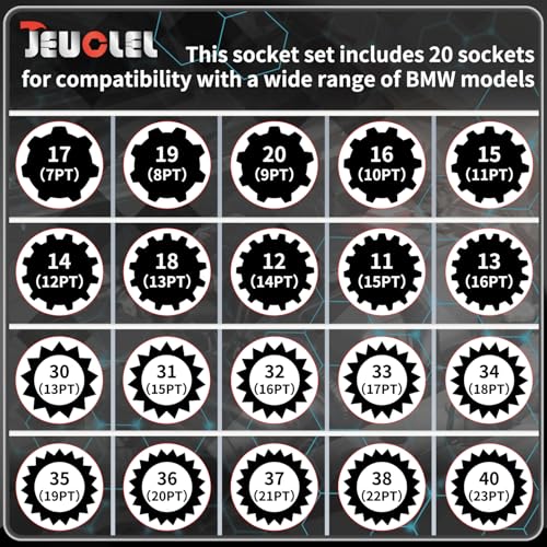 21PCS Wheel Locking Nut Key Kit Compatible with BMW, Nut Removal | Wheel Lock Nut Socket Adapter Set, Anti-Theft Lug Removal Tool, Anti-Theft Screw Remover, Repair Tool, Tyre Fitting, garage - size: - Complete Set (21 Pcs)