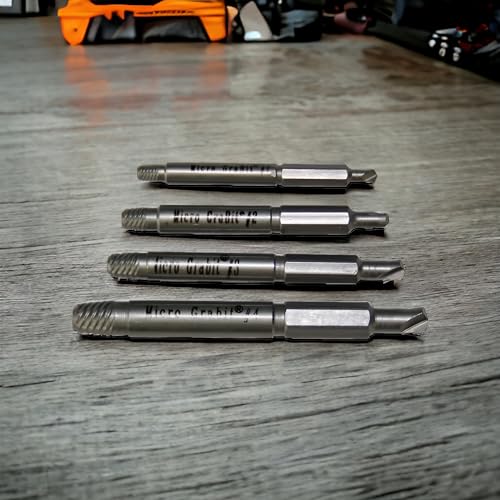 Alden 4507P Grabit Micro Broken Bolt Extractor 4 Piece Kit - Small Bolt and Screw Remover - Made in the USA