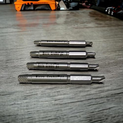 Alden 4507P Grabit Micro Broken Bolt Extractor 4 Piece Kit - Small Bolt and Screw Remover - Made in the USA