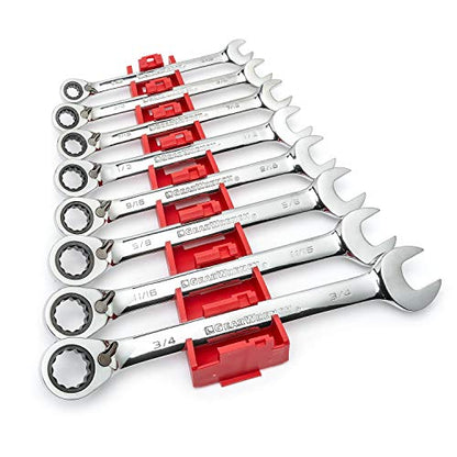 GEARWRENCH 8 Piece 72-Tooth 12 Point Reversible Ratcheting Combination SAE Wrench Set | 9533N - size: (Pack of 1)