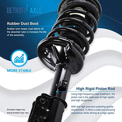 Detroit Axle - Pair Front Struts for Hyundai Accent 2000-2005, 2 Ready Struts w/Coil Spring Assembly 2001 2002 2003 2004 Replacement Suspension Quick Install Ready Struts Shocks Assembly - size: 171400_171401/PAIR