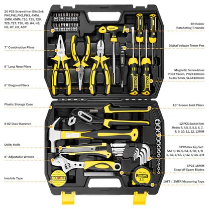 DOWELL Tool Set Tool Kit 62PCS Homeowner Tool Set Wrench Pliers Screwdriver Set Repair Tool Kit