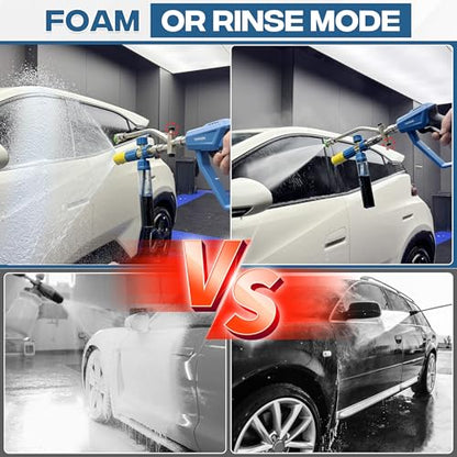 FIXFANS Pressure Washer Gun with Mini Foam Cannon, Dual Connector Accessory, Car Wash Foam Gun Kit - No-Dilution Foam Cannon Pro 100ML, 5 Power Washer Nozzle Tips & M22 Adapter, 1/4" Quick Connect - size: 100ML
