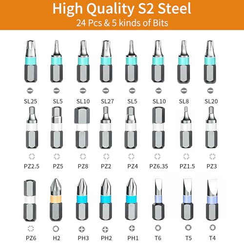 2026 New Tools 24 in 1 Magnetic Ratchet Screwdriver Set, Multi Bit DIY Magnetic Screwdriver Set with Detachable Ratchet Handle, Portable Precision Repair Tool Kit for Furniture, Electronics, Bicycle - size: 24 in 1 Screwdriver Set