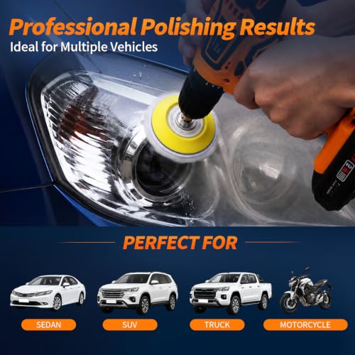 VIBRATITE 32PCS Headlight Restoration Kit, 3" Drill Sanding & Polishing Kit | Removes Cloudy Headlights, Oxidation, Yellowing and Minor Scratches, Restorer to Like-New Condition - size: 32 PCS