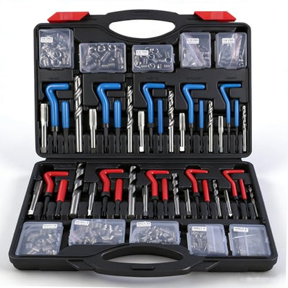 314Pcs Thread Repair Kit, Metric Helicoil Repair Kit with HSS Drill Bits Inserts Taps Break Off Tools: M5 M6 M8 M10 M12, SAE Helicoil Kit: 1/4" 5/16" 3/8" 7/16" 1/2"