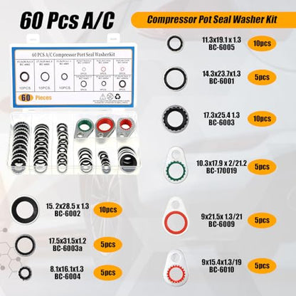 Threlaco 5 Sets/525 Pcs Car A/c Repair Kits with 18 Sizes 270 O-Ring Kit, 102 Valve Cores, 60 Compressor Gaskets, 77 Dust Cap, 39 Valve Core, 16 Ac Fuel Line Disconnect Tool Compatible with R12 R134a