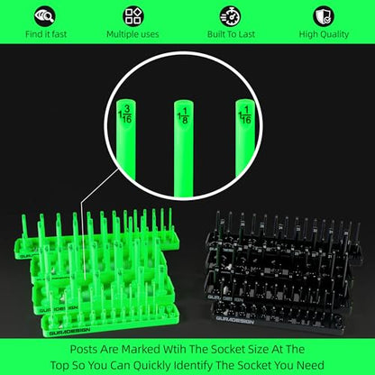 GURADESIGN 8PCS Socket Organizer Set, Socket Holder, 1/4", 3/8", 1/2" Metric & SAE Socket Tools Trays. - style: 8PCS Socket Organizer Tray Set