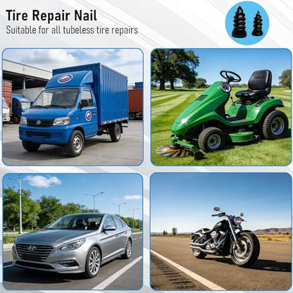 60 Pcs Tire Repair Rubber Nail, Tire Repair Rubber Nail Kit with Tire Glue,Tire Repair Screws are Suitable for Quickly Repairing Punctures in Car, Motorcycle, and SUV Tires - style: Tire Repair Rubber Nail+ Tire Glue