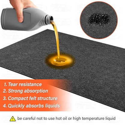 17 x 7.6FT Extra Large Garage Floor Mat, Oil Leaks Absorbent Oil Spill Mat | Premium Waterproof Backing Garage Mat,Reusable, Washable, Protects Floor from Spills, Drips, Splashes and Stains - size: GFM-17 x 7.6FT