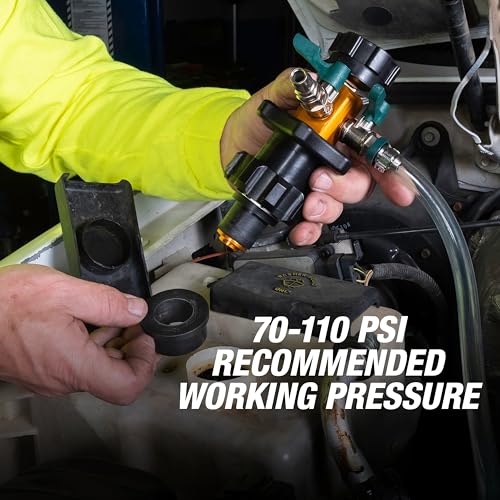 OEMTOOLS Coolant Vacuum Refill Kit, Coolant Pressure Tester Kit, 5 Adapter | 70-110 psi Recommended Working Pressure, Performs Vacuum Leak Tests on the Cooling System, Helps Prevent Come-Backs - size: 5 Adapters, style: AirEvac Cooling System Refiller Kit