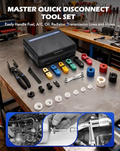 Orion Motor Tech 26pc Fuel Line Disconnect Tool Set, Master Quick Disconnect Tool Kit with Fuel and AC Disconnect Pliers, Fuel Line Removal Tool Set for AC Fuel & Transmission Systems, Black - color: Black