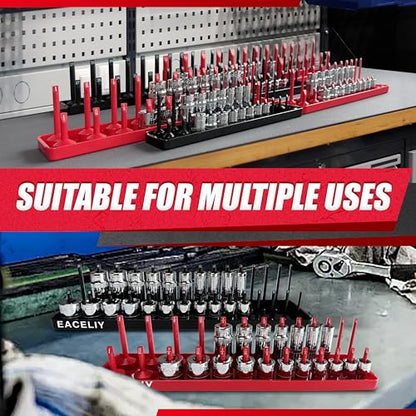EACELIY Socket Organizer Tray Set,1/2", 1/4" and 3/8" SAE & Metric Deep & Shallow Socket Holder Kit, Deep and Shallow Socket Holders for Toolboxes(sockets not included) 丨8PCS - size: 8PCS Tools Tray
