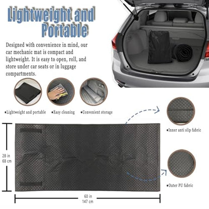 60''x28'' Mechanic Mat for Ground Rolling Mat with Storge Bag, Zero Ground Clearance Mechanic Creeper Mat for Working on Uneven Surfaces