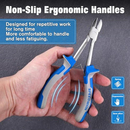 SPEEDWOX Long Reach Diagonal Pliers 6 Inches Wire Cutting Pliers | High Leverage Reduce Efforts, Slim Plastic Nippers, Precision Side Cutting Micro Wire Cutters, Hard to Reach Narrow Spaces - style: Diagonal Pliers