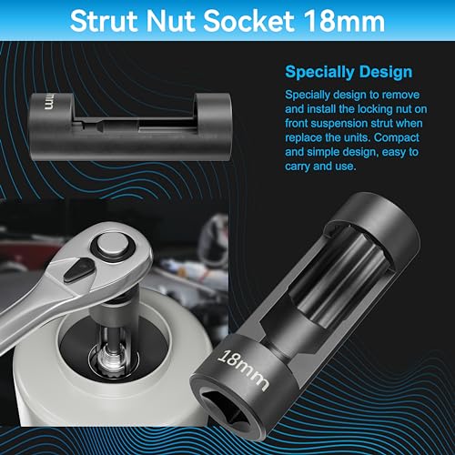 Suspension Socket Tool - 18mm, 19mm, 21mm, 22mm, 24mm Strut Nut Sizes, 12 Point 1/2" Drive, Easy Strut Nut Removal, Vm Number 3353 - color: 18mm