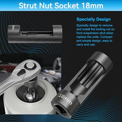 Suspension Socket Tool - 18mm, 19mm, 21mm, 22mm, 24mm Strut Nut Sizes, 12 Point 1/2" Drive, Easy Strut Nut Removal, Vm Number 3353 - color: 18mm