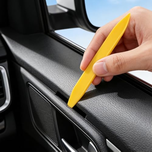 Car Trim Removal Tool Kit, 5 Pcs Auto Clip Removal Pry Tool for Door Dash Dashboard Panel Fastener Remover, Push Pin Puller Body Repair Tools - color: yellow